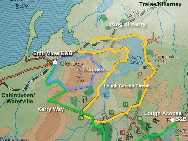 kaart van het gebied rondom Glenbeigh